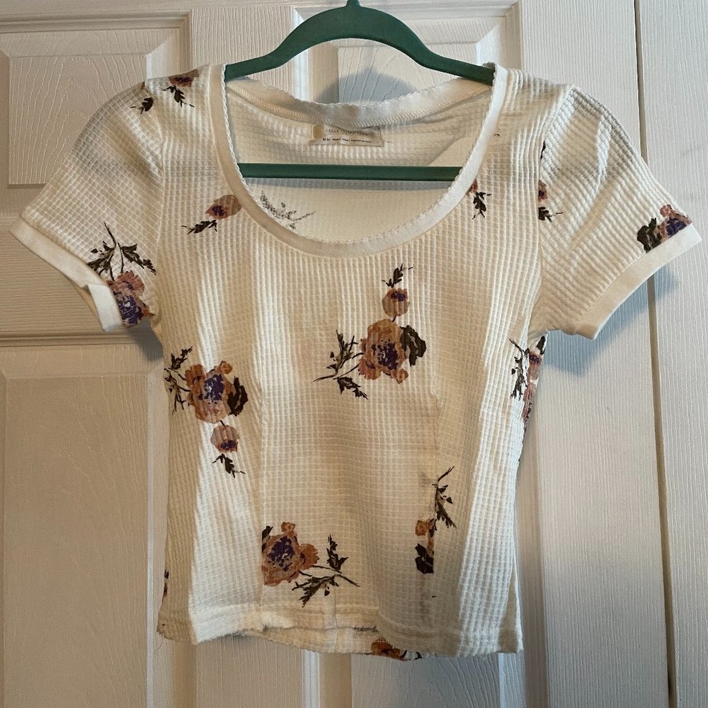 UO White floral Crop Top